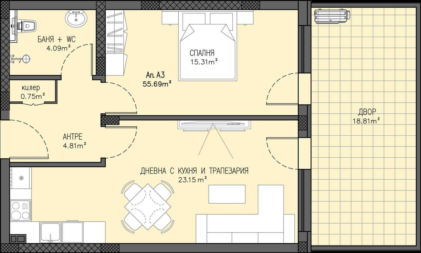 Двустаен апартамент в Пловдив, Остромила - 63 кв.м за 1032 €/кв.м - Снимка #1