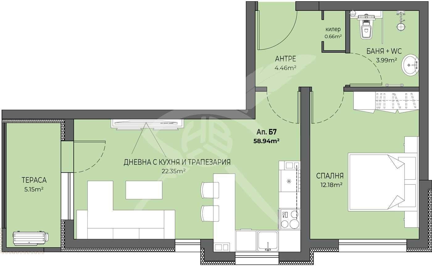 Двустаен апартамент в Пловдив, Остромила - 66 кв.м за 1124 €/кв.м - Снимка #1