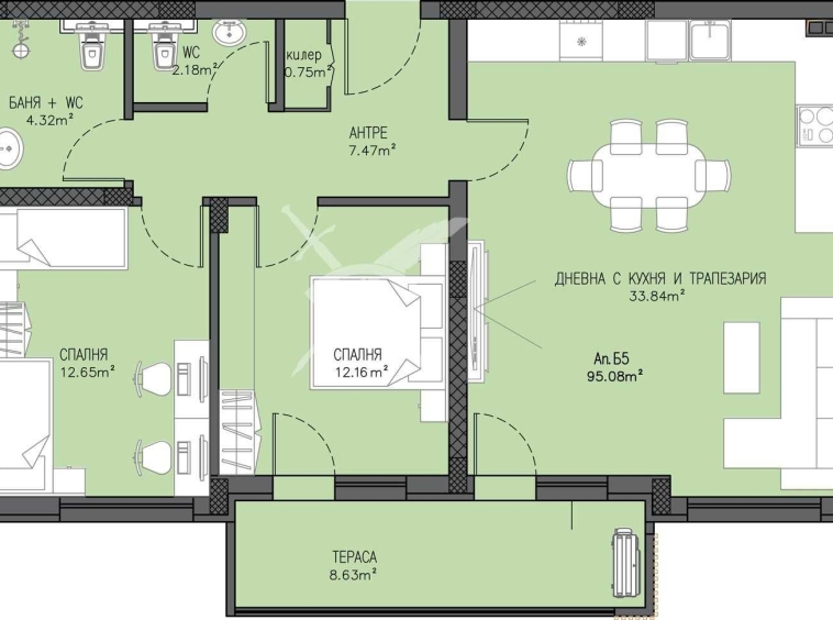 Тристаен апартамент в Пловдив, Беломорски - 108 кв.м за 803 €/кв.м - Снимка #1