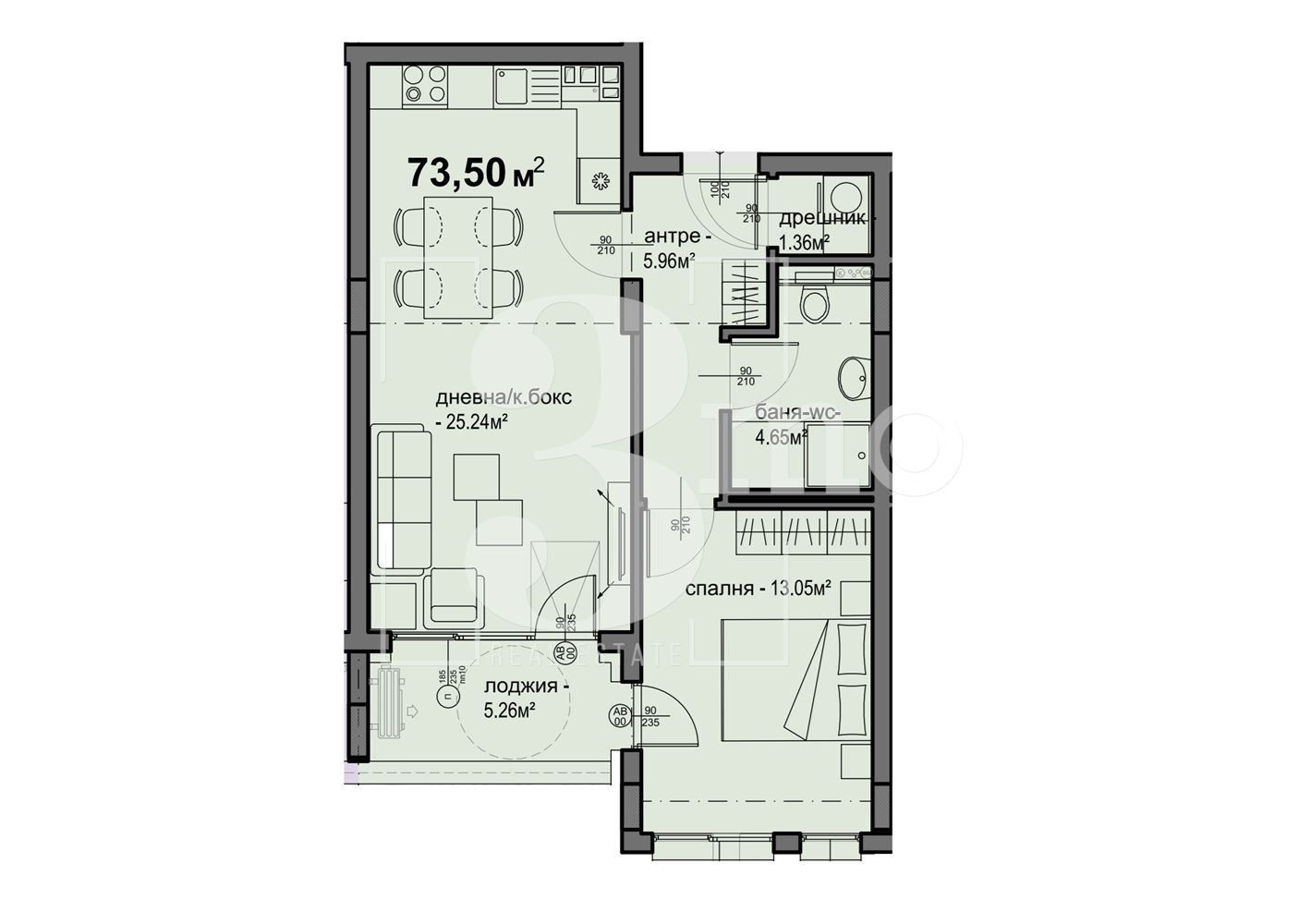 Двустаен апартамент в София, Люлин 5 - 74 кв.м за 1452 €/кв.м - Снимка #1