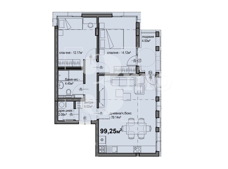 Тристаен апартамент в София, Люлин 5 - 99 кв.м за 1298 €/кв.м - Снимка #1