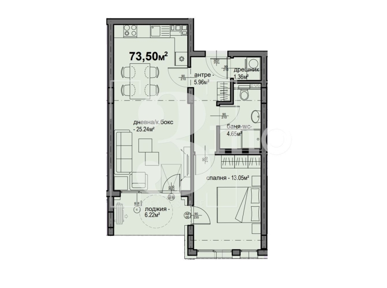 Двустаен апартамент в София, Люлин 5 - 74 кв.м за 1292 €/кв.м - Снимка #1