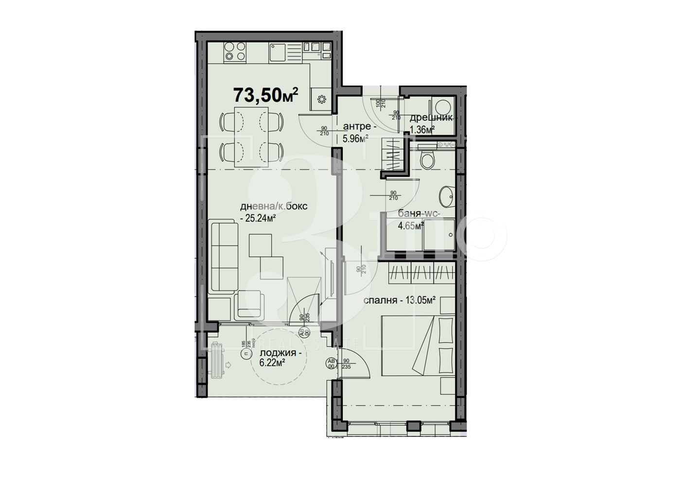 Двустаен апартамент в София, Люлин 5 - 74 кв.м за 1292 €/кв.м - Снимка #1