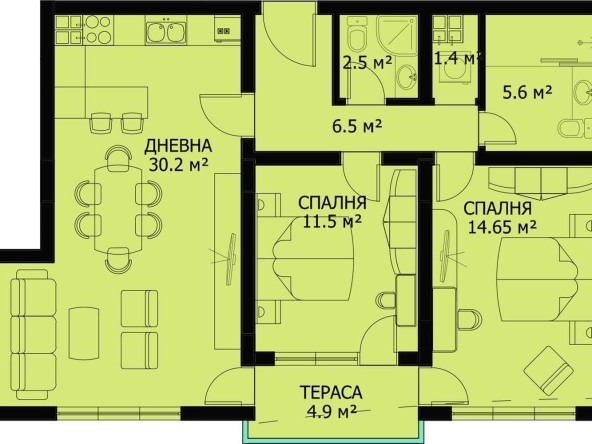 Тристаен апартамент в София, Хладилника - 100 кв.м за 1490 €/кв.м - Снимка #1