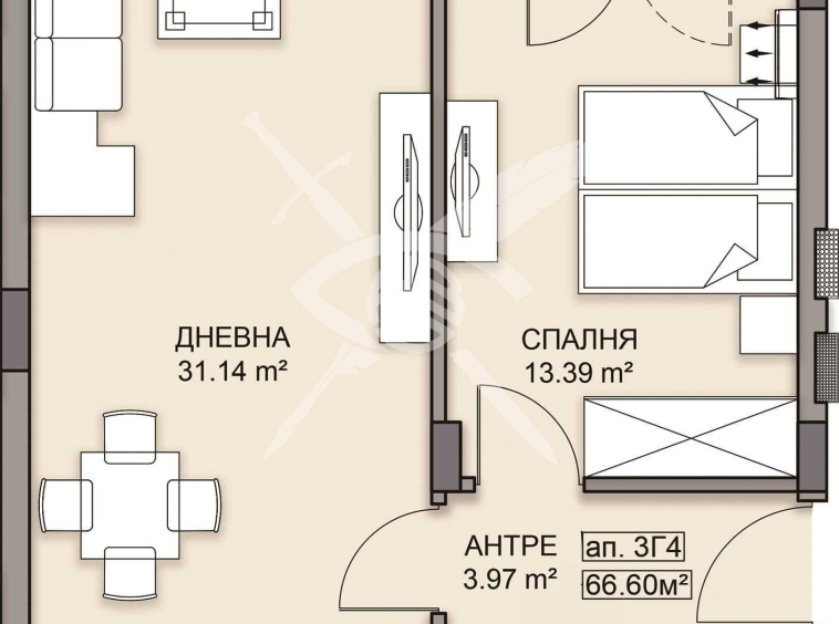 Двустаен апартамент в Пловдив, Кършияка - 79 кв.м за 1336 €/кв.м - Снимка #1