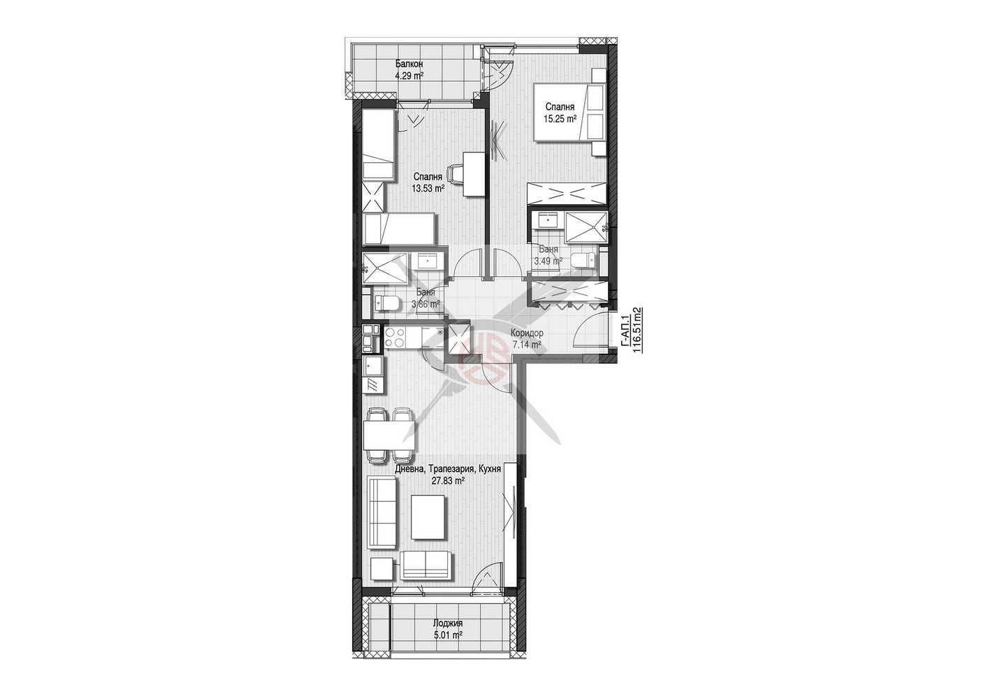 Тристаен апартамент в София, Витоша - 116 кв.м за 1966 €/кв.м - Снимка #1