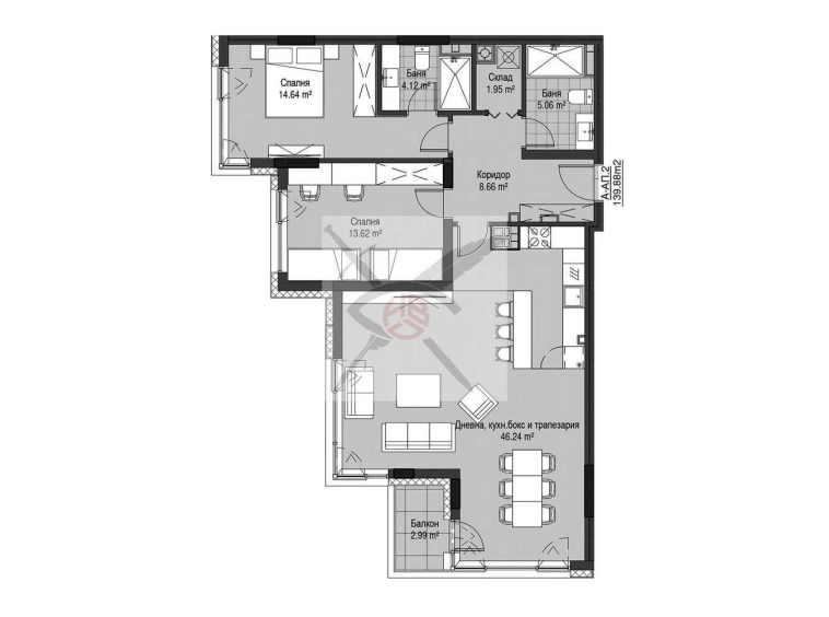 Тристаен апартамент в София, Витоша - 140 кв.м за 2029 €/кв.м - Снимка #1