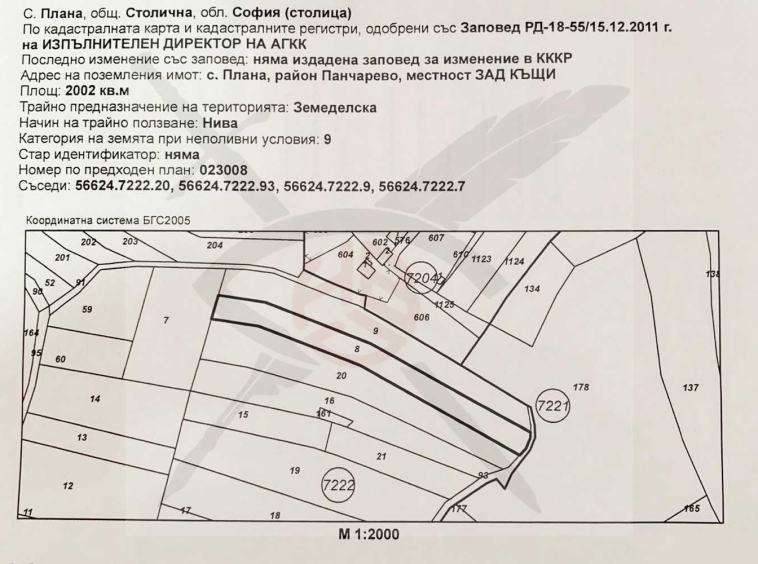 Парцел в с. Плана, Област София-град - 2002 кв.м за 18 €/кв.м - Снимка #1