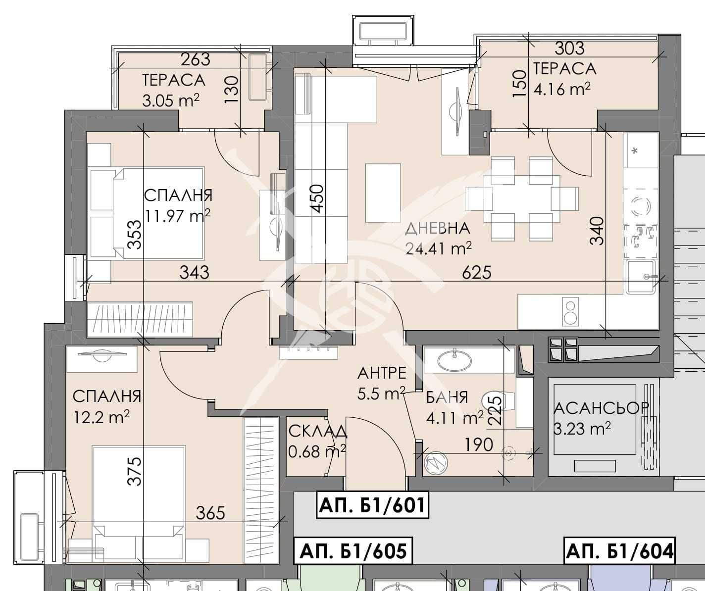Тристаен апартамент в Бургас, Меден рудник - зона А - 90 кв.м за 1000 €/кв.м - Снимка #1