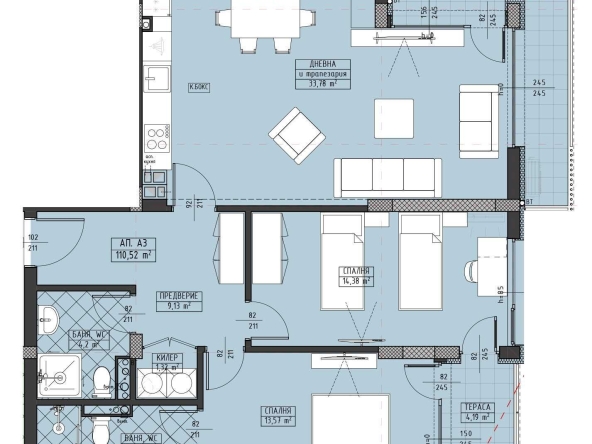 Тристаен апартамент в Пловдив, Христо Смирненски - 129 кв.м за 1086 €/кв.м - Снимка #1