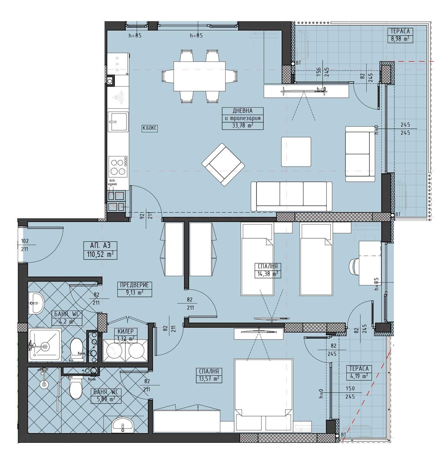 Тристаен апартамент в Пловдив, Христо Смирненски - 129 кв.м за 1086 €/кв.м - Снимка #1
