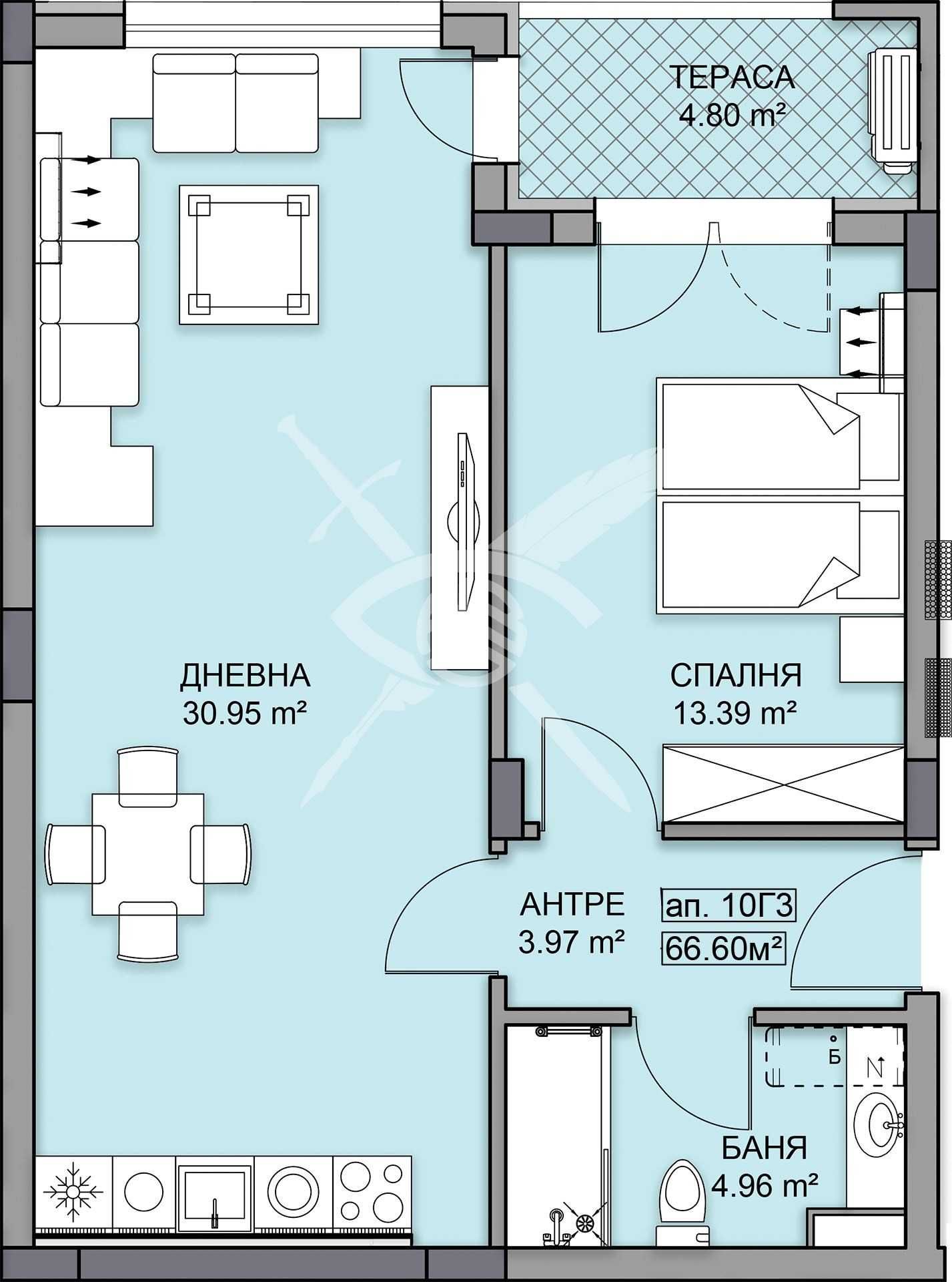 Двустаен апартамент в Пловдив, Кършияка - 79 кв.м за 1304 €/кв.м - Снимка #1