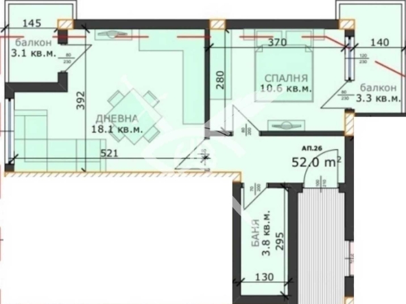 Двустаен апартамент в Варна, м-т Пчелина - 59 кв.м за 1102 €/кв.м - Снимка #1