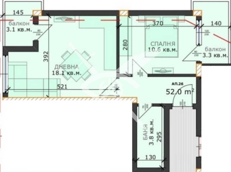 Двустаен апартамент в Варна, м-т Пчелина - 59 кв.м за 1102 €/кв.м - Снимка #1