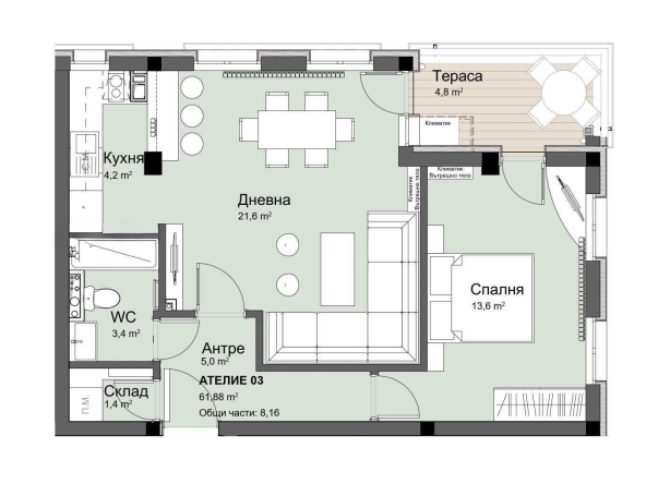Двустаен апартамент в София, Красно село - 70 кв.м за 1471 €/кв.м - Снимка #1