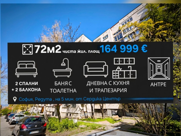 Тристаен апартамент в София, Редута - 72 кв.м за 2264 €/кв.м - Снимка #1