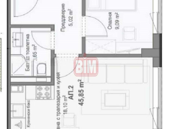 Едностаен апартамент в Пловдив, Център - 53 кв.м за 628 €/кв.м - Снимка #1