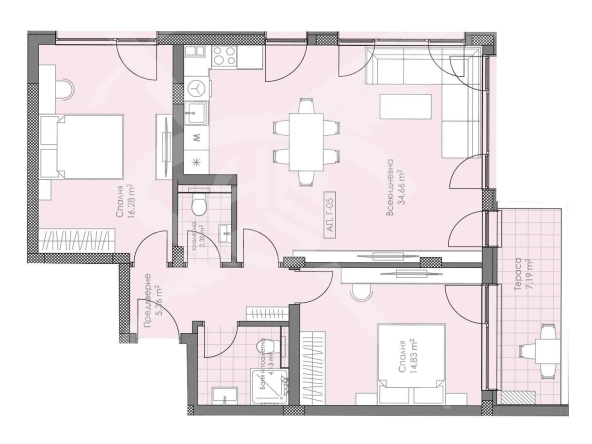 Тристаен апартамент в Пловдив, Остромила - 115 кв.м за 1121 €/кв.м - Снимка #1