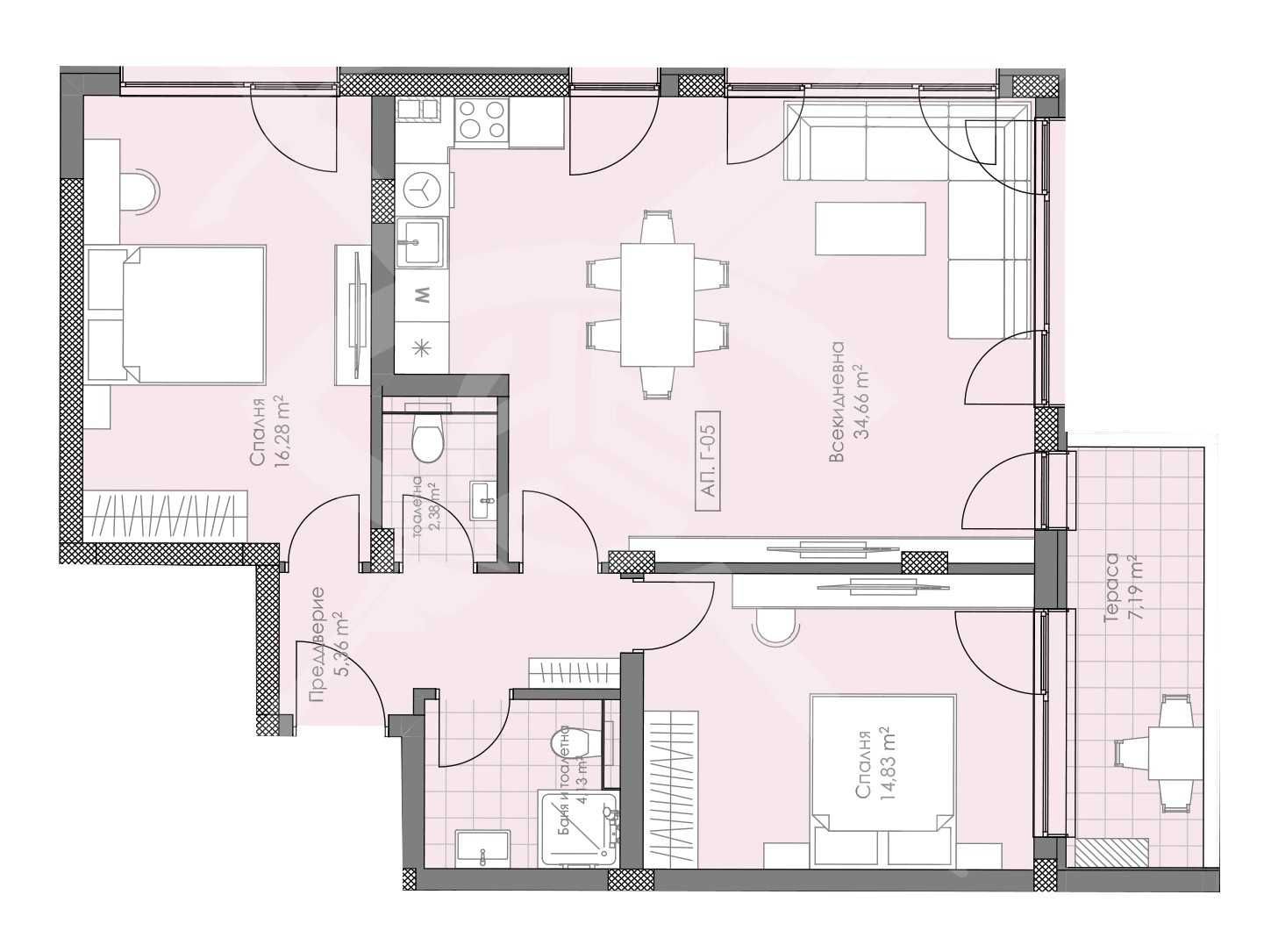 Тристаен апартамент в Пловдив, Остромила - 115 кв.м за 1121 €/кв.м - Снимка #1