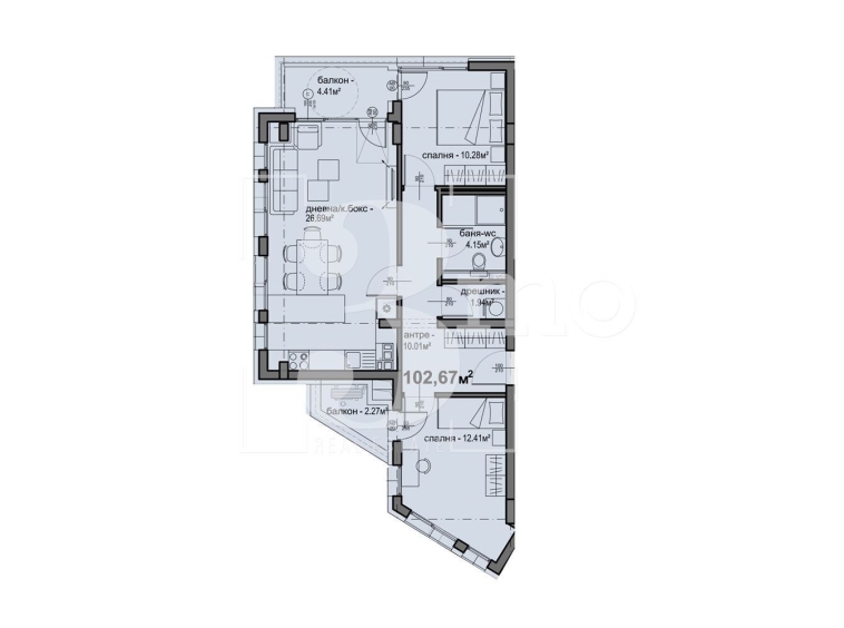 Тристаен апартамент в София, Люлин 5 - 103 кв.м за 1311 €/кв.м - Снимка #1