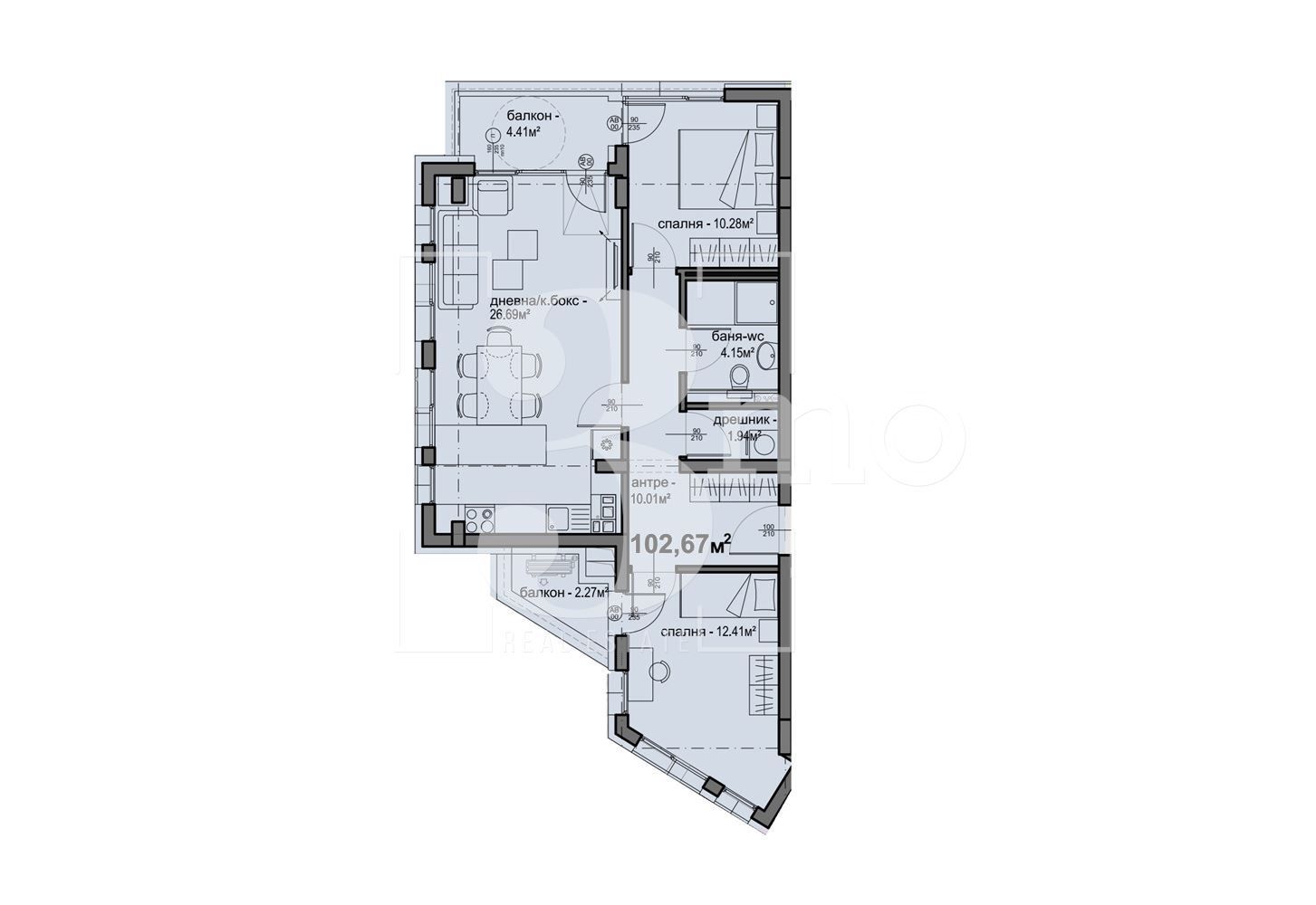 Тристаен апартамент в София, Люлин 5 - 103 кв.м за 1311 €/кв.м - Снимка #1