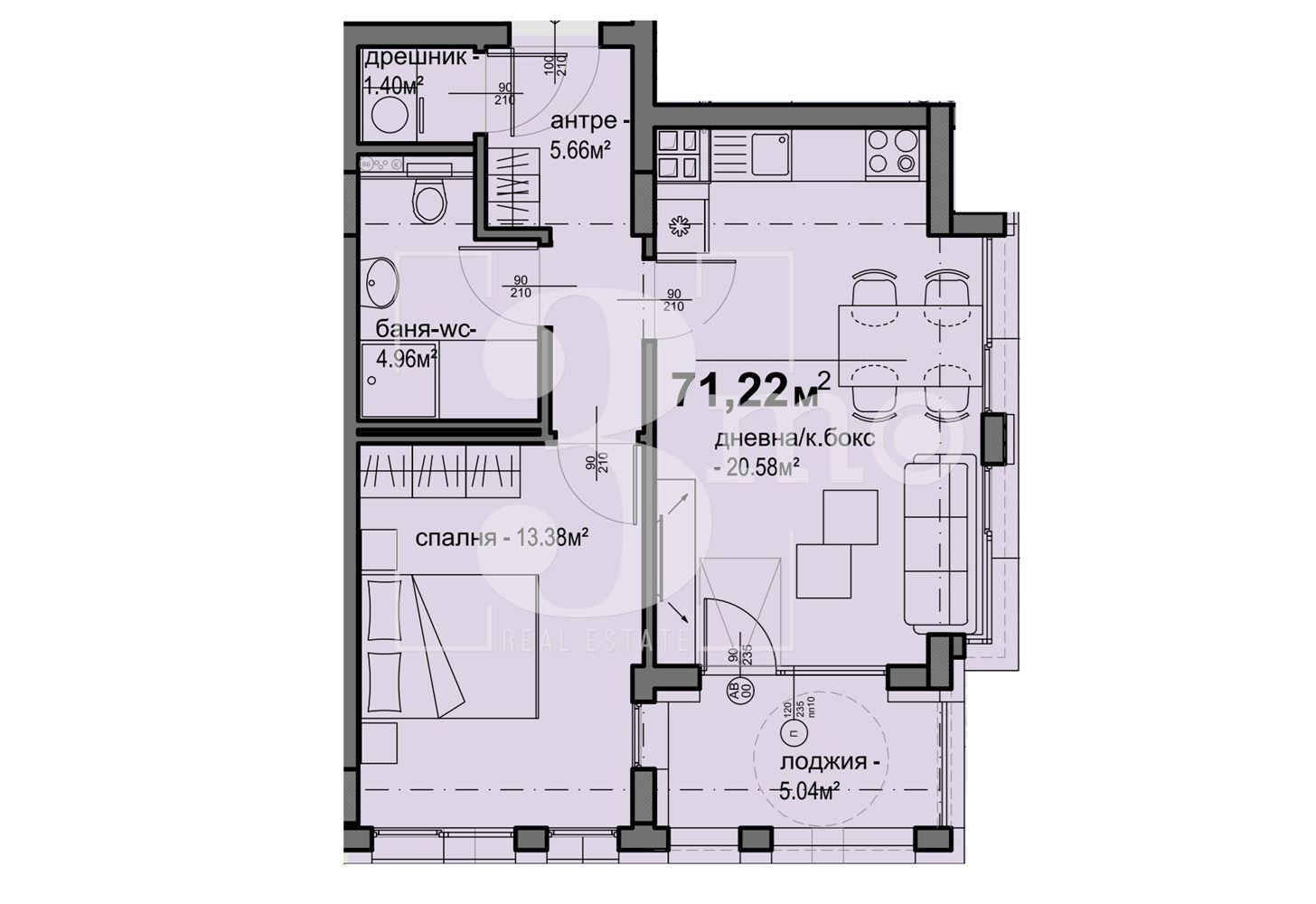 Двустаен апартамент в София, Люлин 5 - 71 кв.м за 1470 €/кв.м - Снимка #1