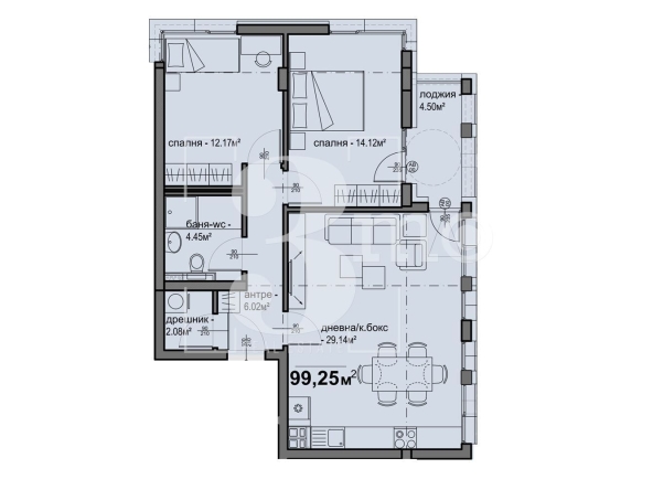 Тристаен апартамент в София, Люлин 5 - 99 кв.м за 1420 €/кв.м - Снимка #1