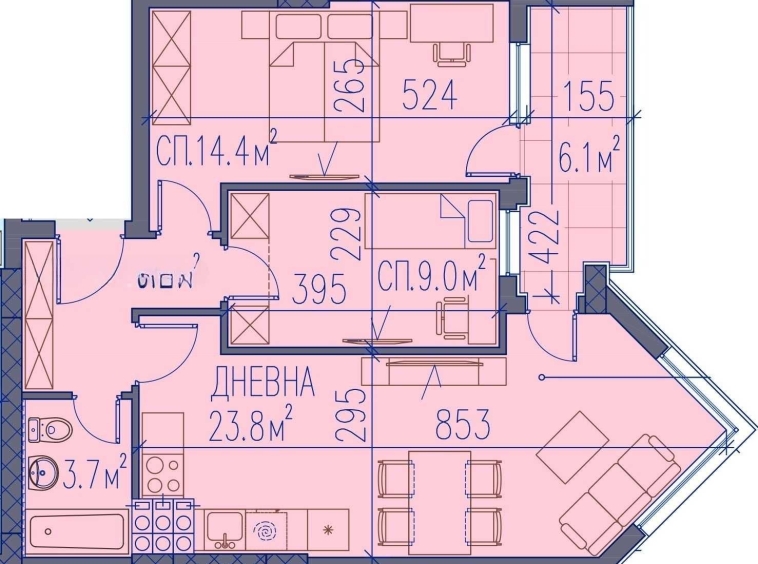 Тристаен апартамент в Пловдив, Христо Смирненски - 90 кв.м за 1218 €/кв.м - Снимка #1