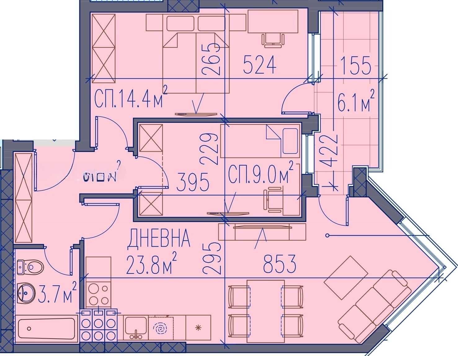 Тристаен апартамент в Пловдив, Христо Смирненски - 90 кв.м за 1218 €/кв.м - Снимка #1