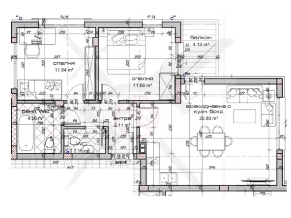 Тристаен апартамент в Варна, Виница - 69 кв.м за 1405 €/кв.м - Снимка #1