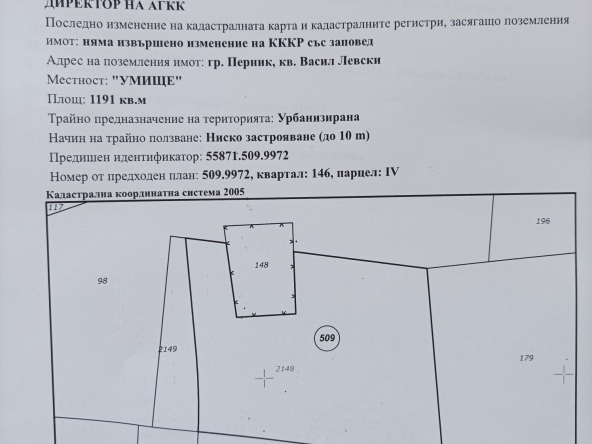 Парцел в Перник, Изток - 1191 кв.м за 28 €/кв.м - Снимка #1