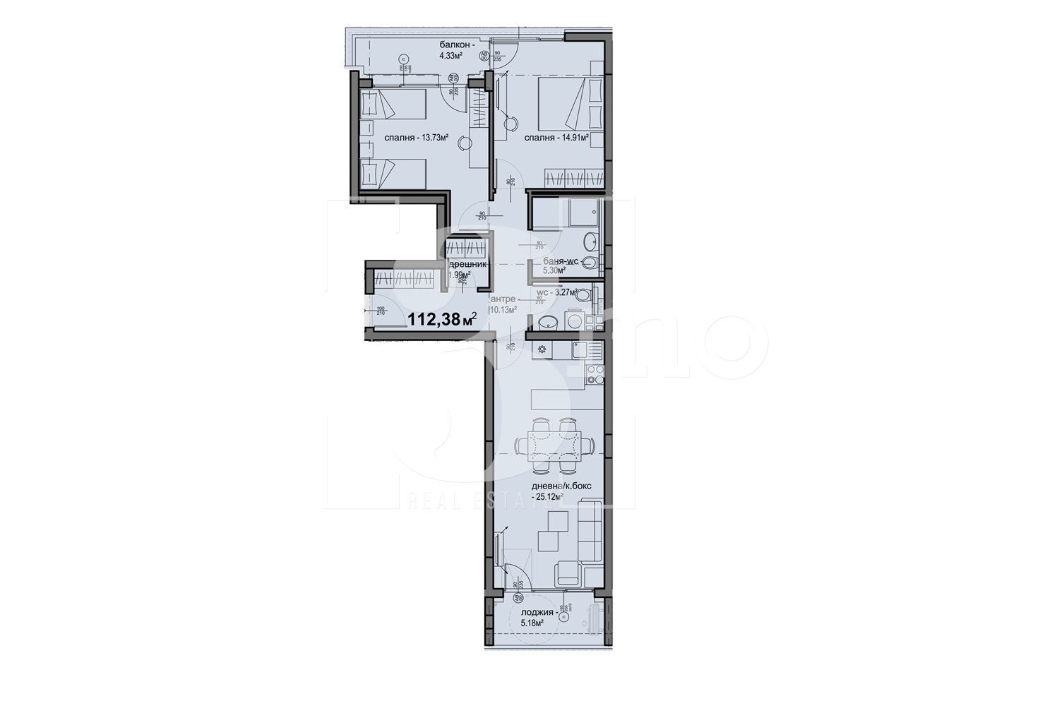 Тристаен апартамент в София, Люлин 5 - 112 кв.м за 1418 €/кв.м - Снимка #1