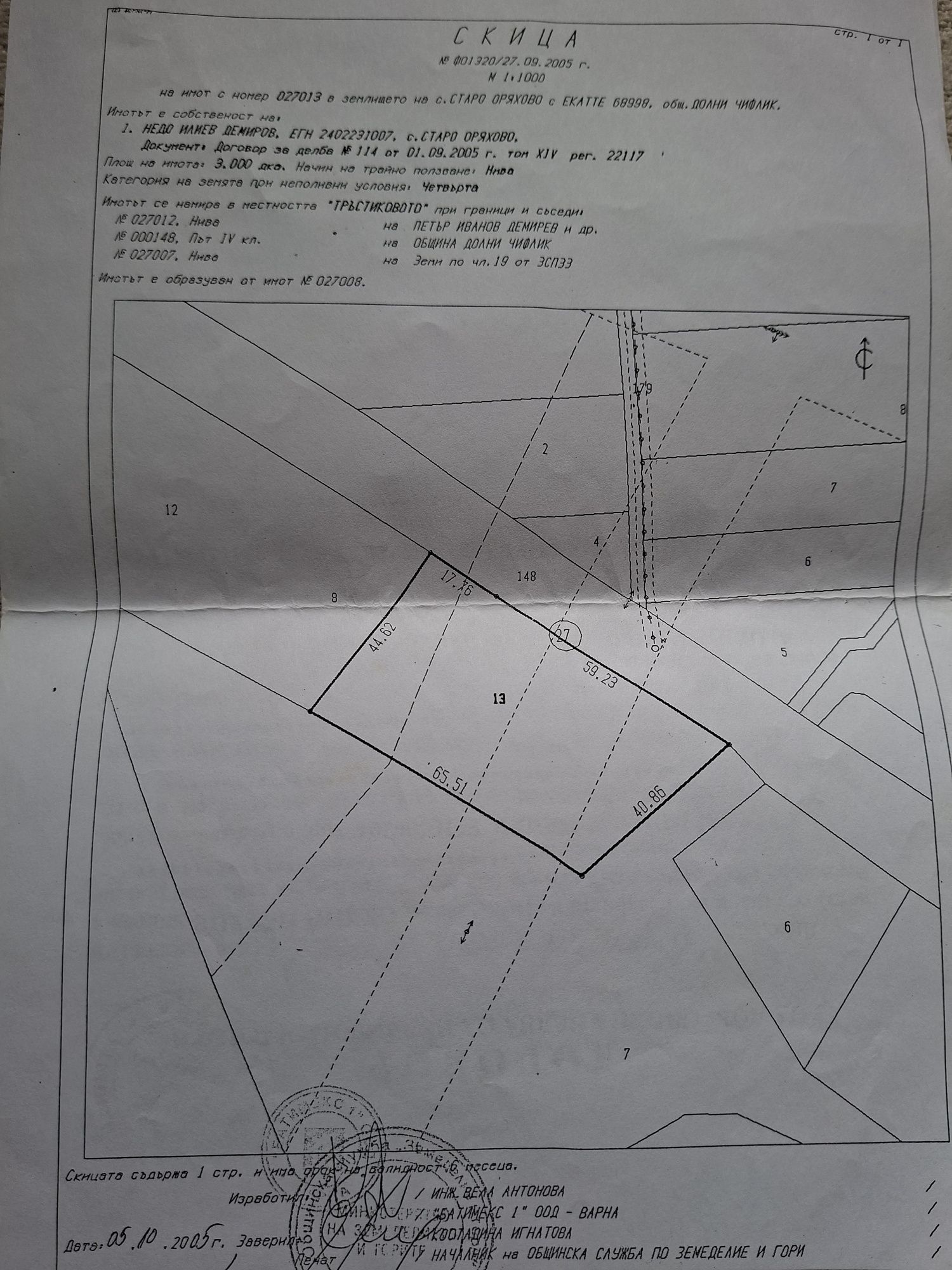 Парцел в с. Старо Оряхово, Област Варна - 3000 кв.м за 6 €/кв.м - Снимка #1