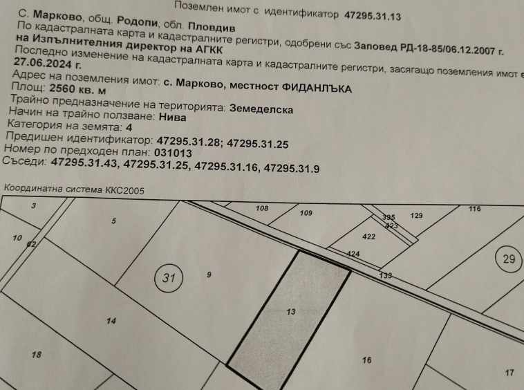 Парцел в с. Първенец, Област Пловдив - 2560 кв.м за 35 €/кв.м - Снимка #1
