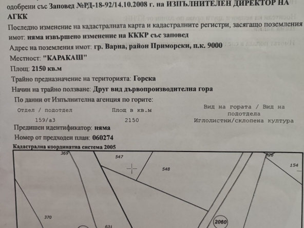 Земеделски имот в Варна, м-т Сотира -  кв.м за 11 €/дка - Снимка #1