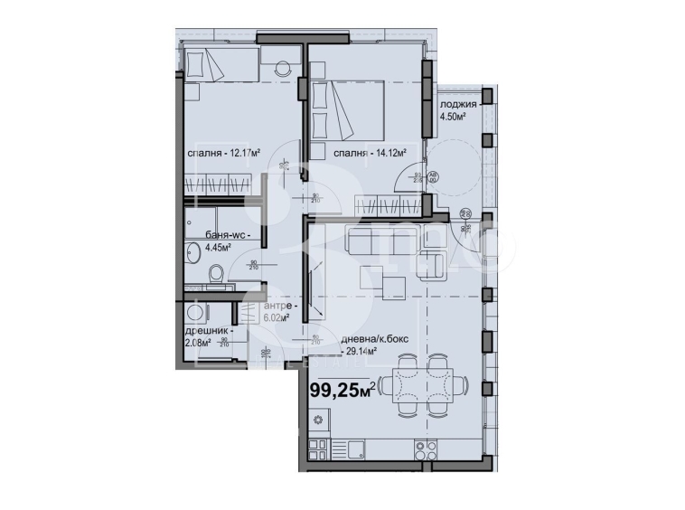 Тристаен апартамент в София, Люлин 5 - 99 кв.м за 1420 €/кв.м - Снимка #1