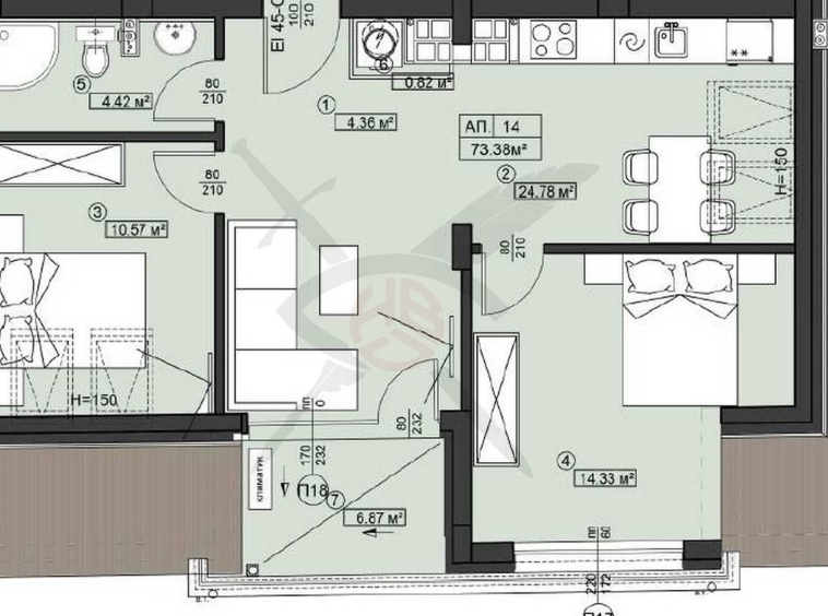 Тристаен апартамент в София, Левски - 90 кв.м за 1605 €/кв.м - Снимка #1