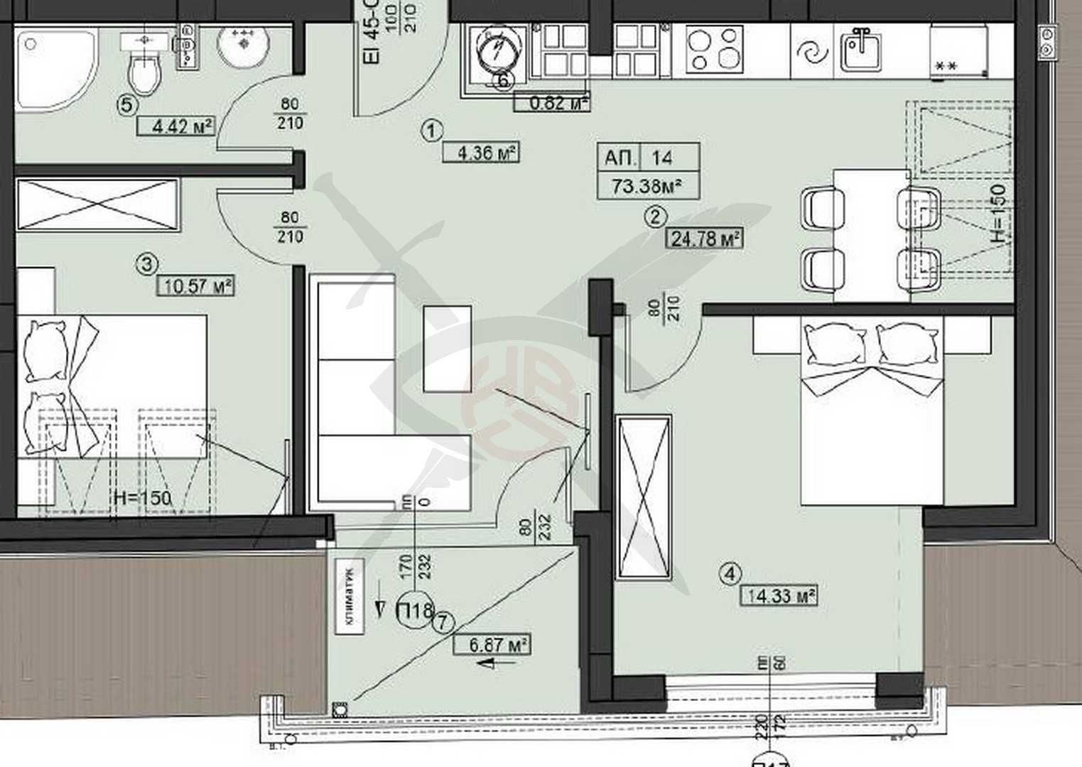 Тристаен апартамент в София, Левски - 90 кв.м за 1605 €/кв.м - Снимка #1