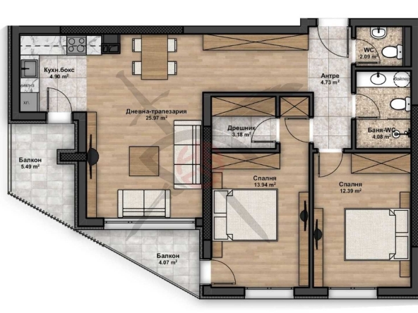 Тристаен апартамент в София, Люлин 4 - 110 кв.м за 1501 €/кв.м - Снимка #1