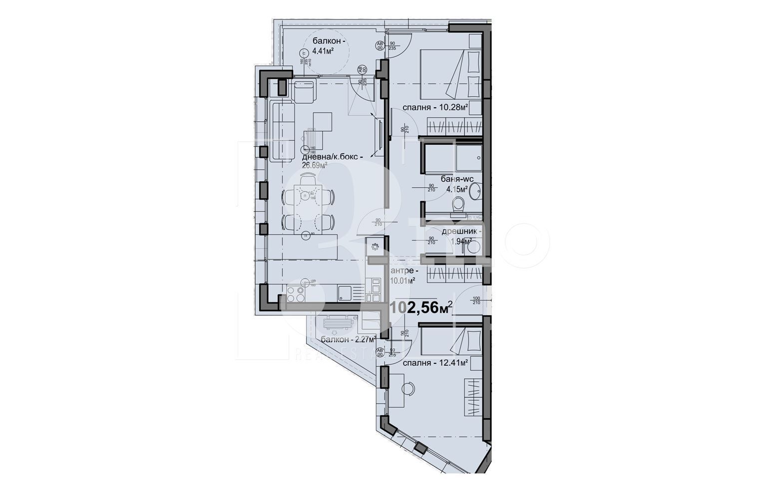 Тристаен апартамент в София, Люлин 5 - 103 кв.м за 1409 €/кв.м - Снимка #1