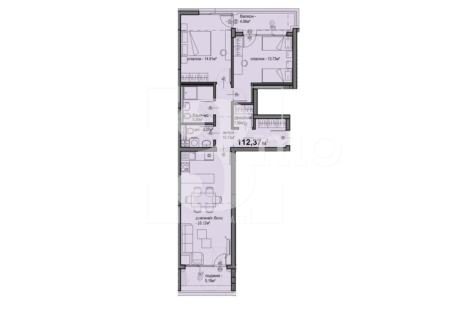 Тристаен апартамент в София, Люлин 5 - 112 кв.м за 1418 €/кв.м - Снимка #1