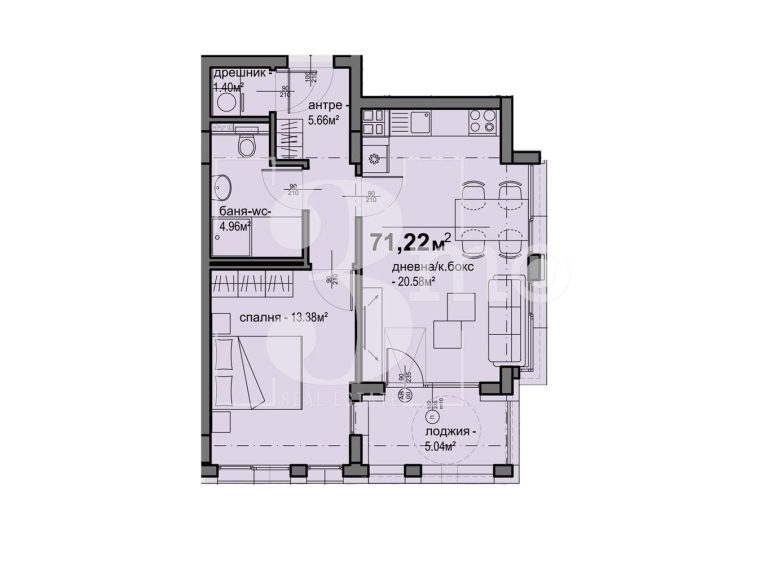 Двустаен апартамент в София, Люлин 5 - 71 кв.м за 1427 €/кв.м - Снимка #1