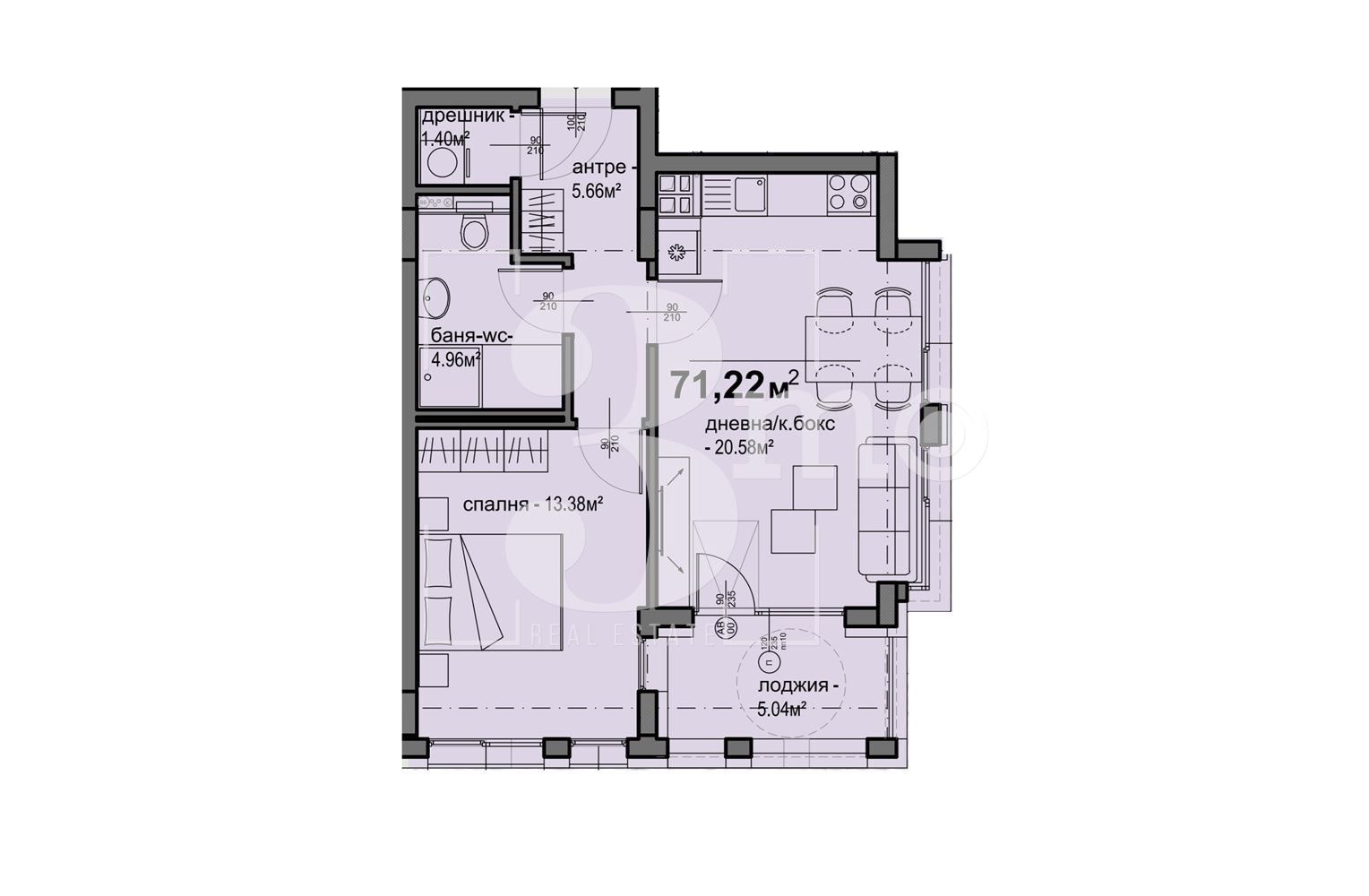 Двустаен апартамент в София, Люлин 5 - 71 кв.м за 1427 €/кв.м - Снимка #1
