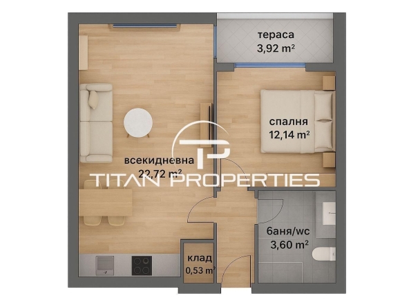 Двустаен апартамент в Бургас, Изгрев - 59 кв.м за 1003 €/кв.м - Снимка #1