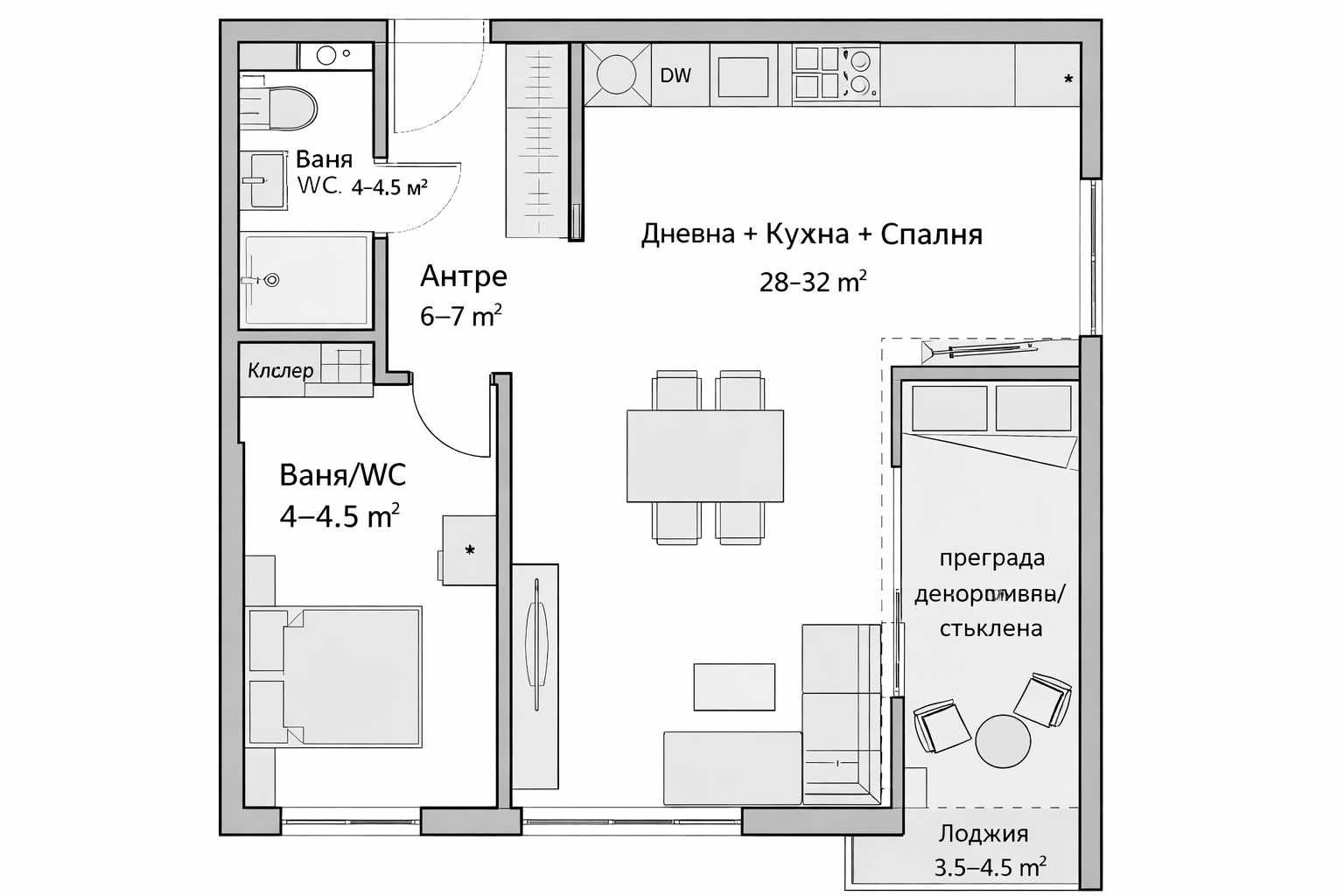 Едностаен апартамент в Пловдив, Христо Смирненски - 35 кв.м за 671 €/кв.м - Снимка #1