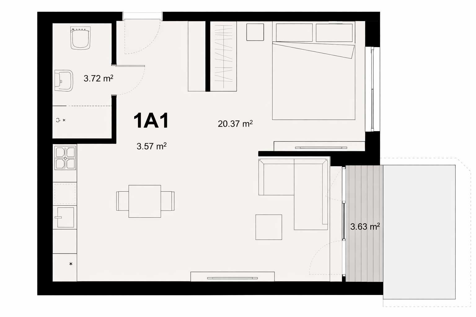 Едностаен апартамент в Пловдив, Младежки Хълм - 35 кв.м за 700 €/кв.м - Снимка #1
