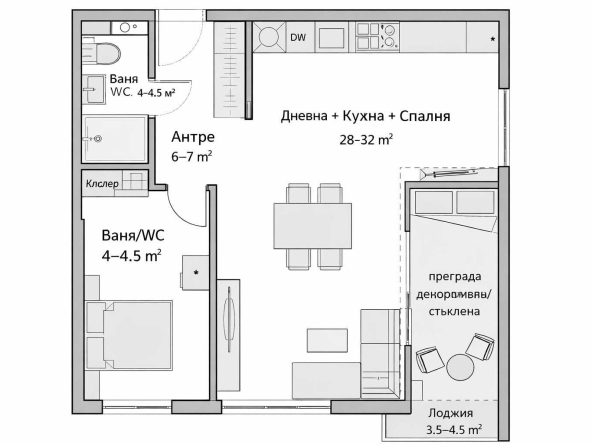 Едностаен апартамент в Пловдив, Христо Смирненски - 33 кв.м за 696 €/кв.м - Снимка #1