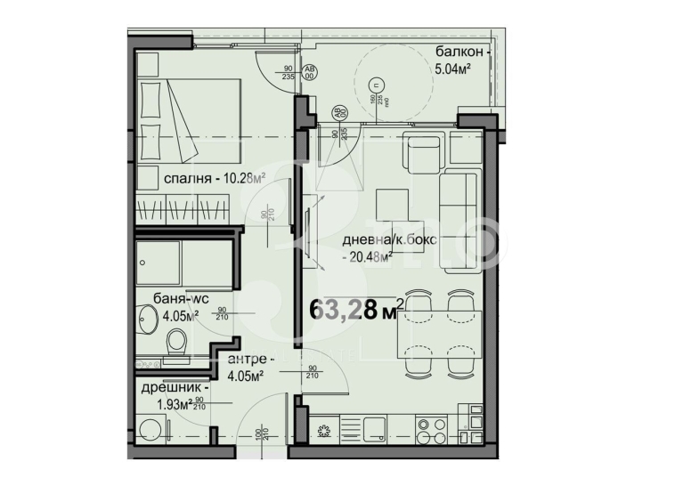 Двустаен апартамент в София, Люлин 5 - 63 кв.м за 1432 €/кв.м - Снимка #1