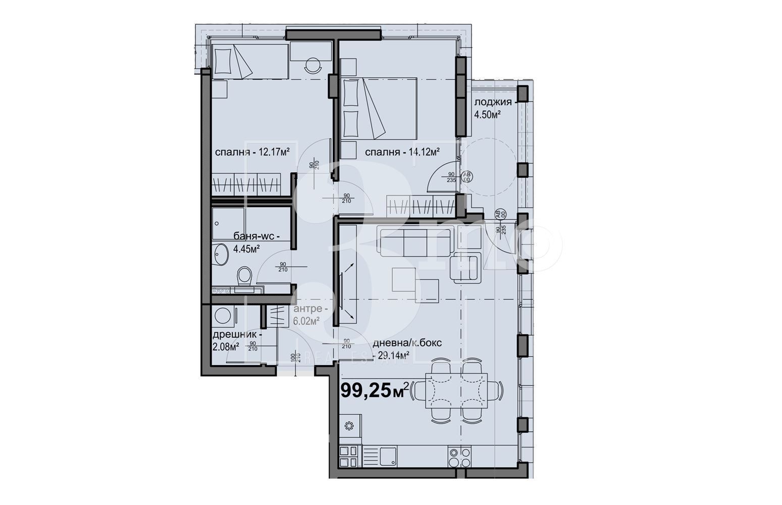 Тристаен апартамент в София, Люлин 5 - 99 кв.м за 1420 €/кв.м - Снимка #1