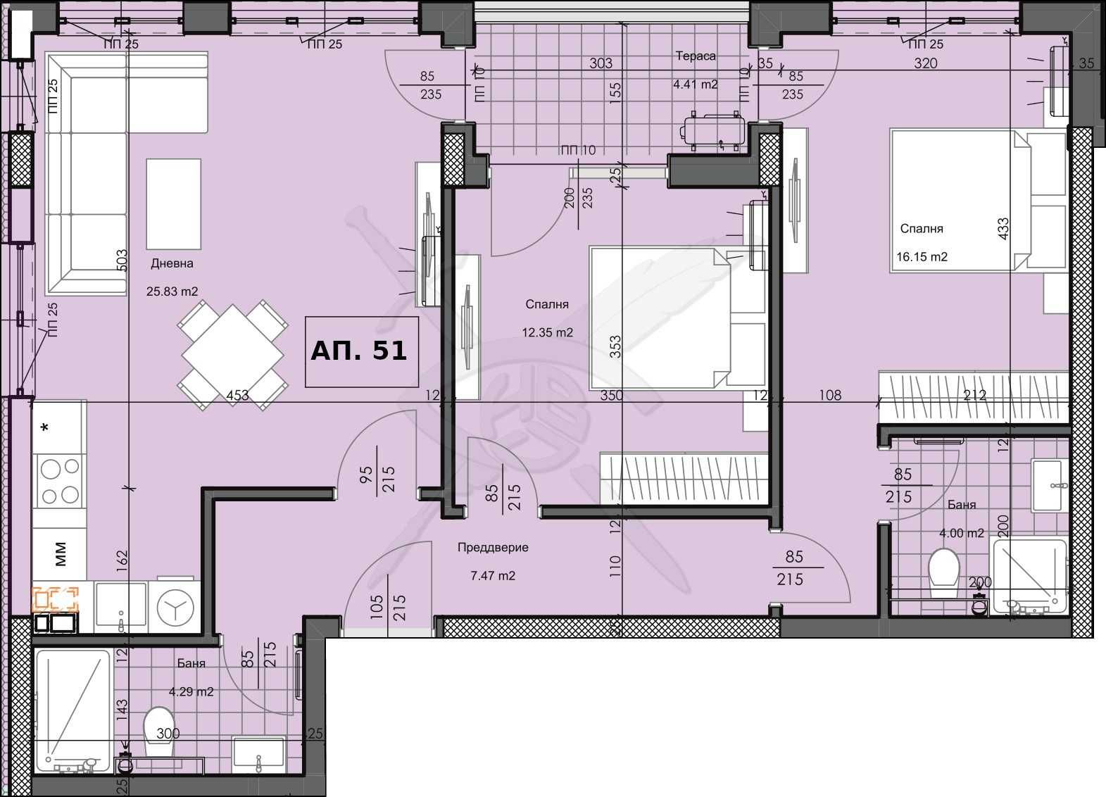 Тристаен апартамент в Пловдив, Гагарин - 112 кв.м за 635 €/кв.м - Снимка #1